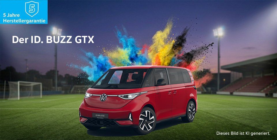 ID Buzz GTX in rot ,mit blauem Hintergrund