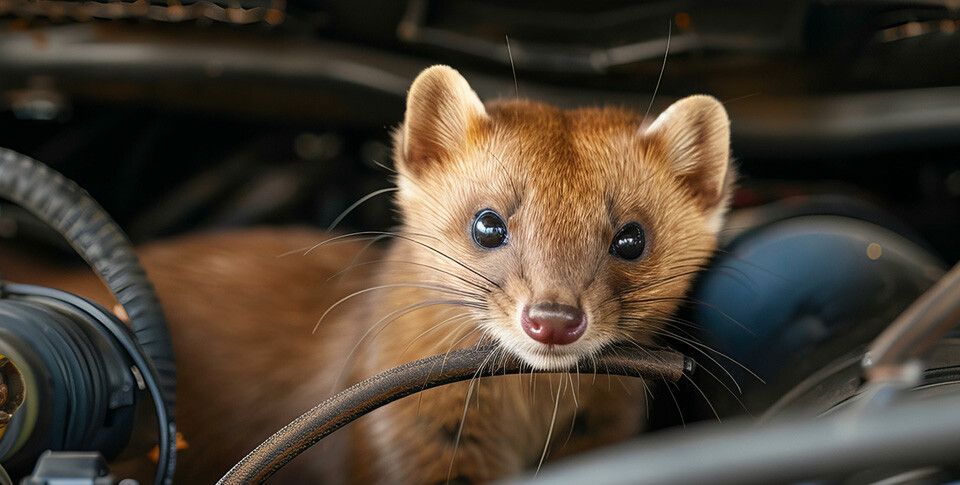 Marder im Motorraum und mit Kabel unterm Mund